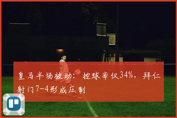 皇马半场被动：控球率仅34%，拜仁射门7-4形成压制